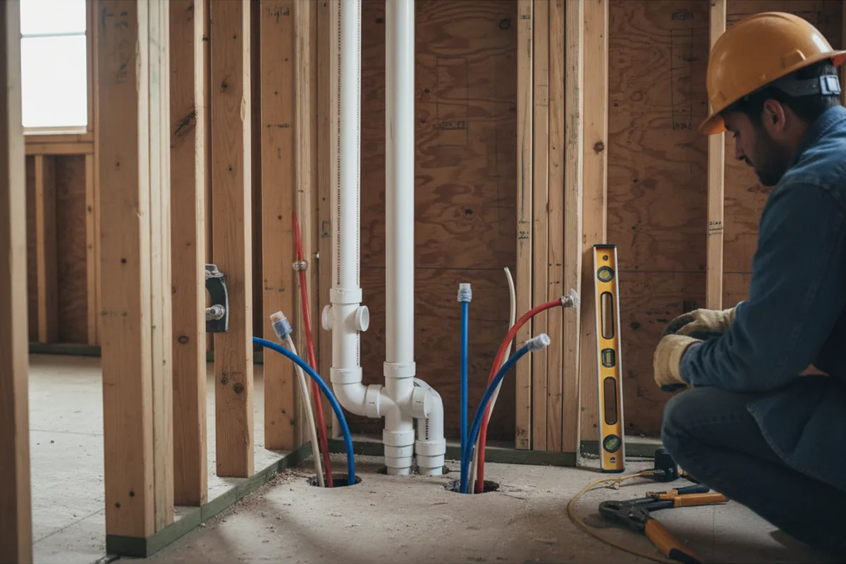 Drain and supply rough-in during Toilet Repair and Installation in New City