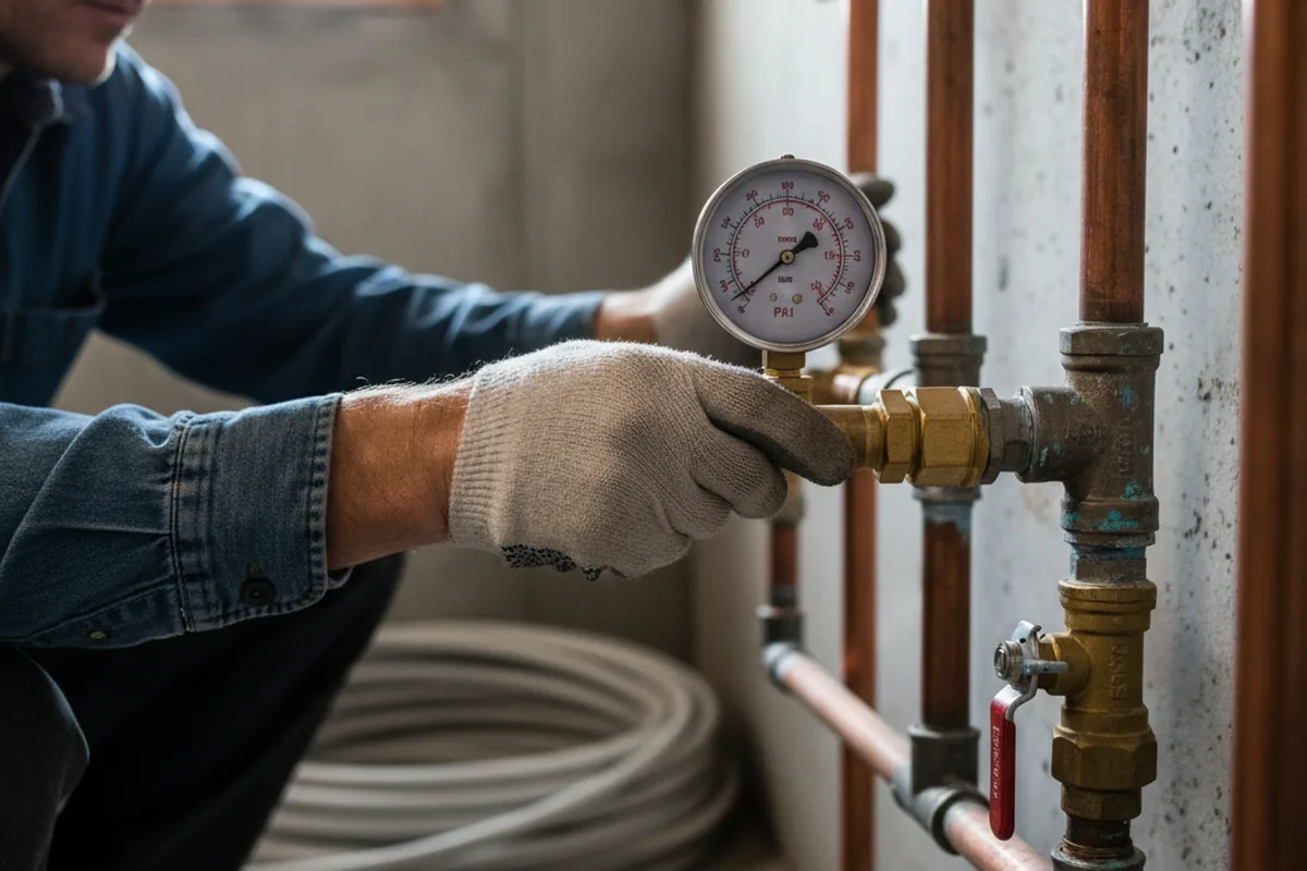 Pressure testing a repaired line during Water Line Repair in New City